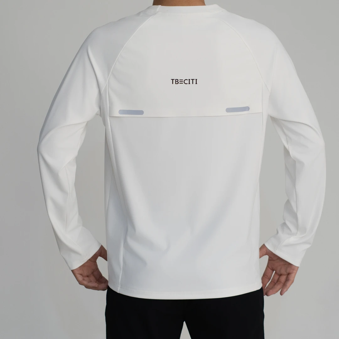 秋季长袖休闲弹力立领中年速干男款T恤男士百搭男装春夏蓝色上衣