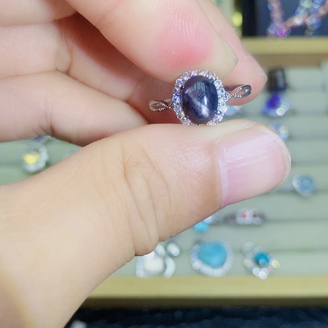 银S925镶嵌戒指水晶