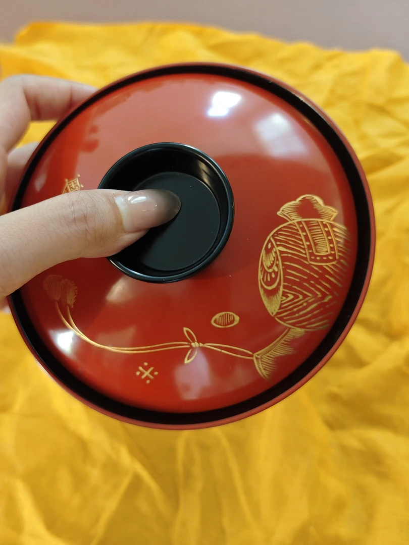 描金红黑高足带盖菓子钵盖碗（12-38）