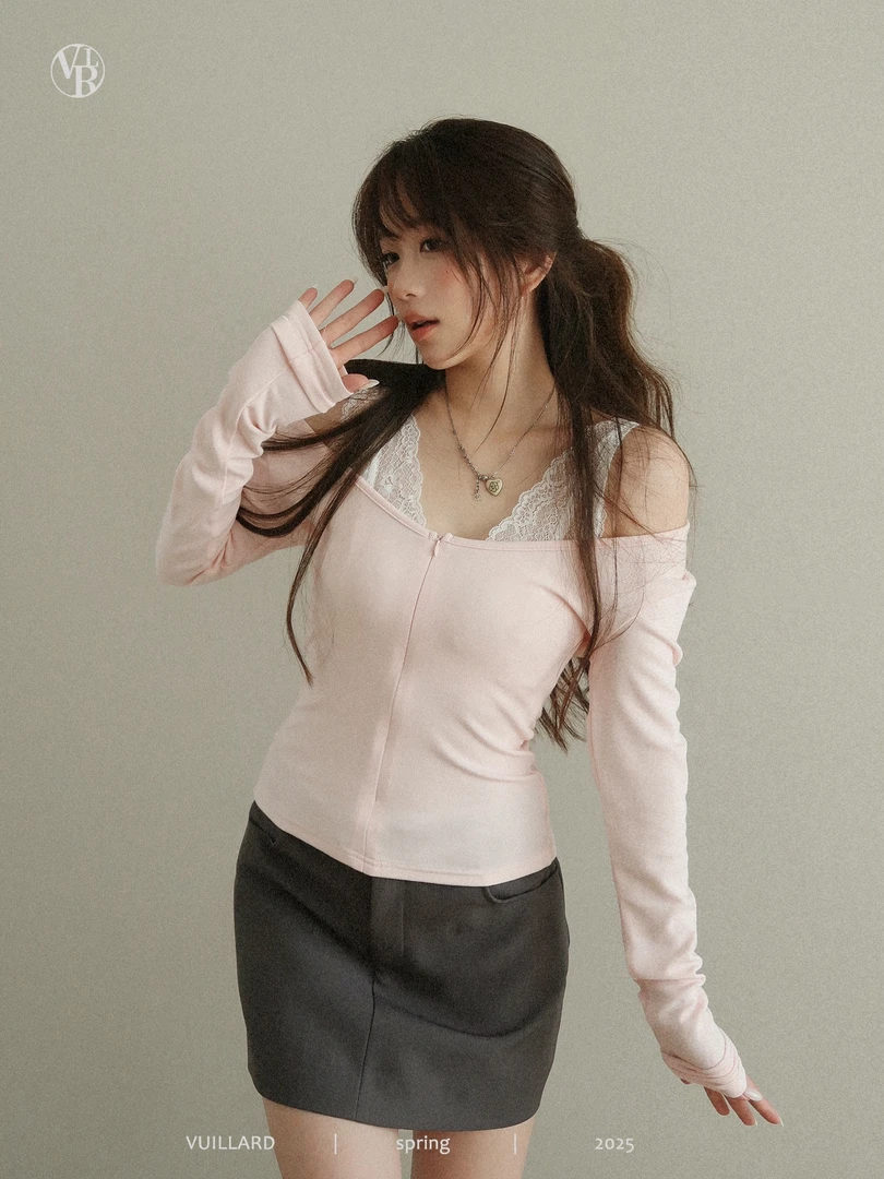 vuillard【草莓白巧Strawberry】小众设计针织蕾丝内搭拉链开衫上衣