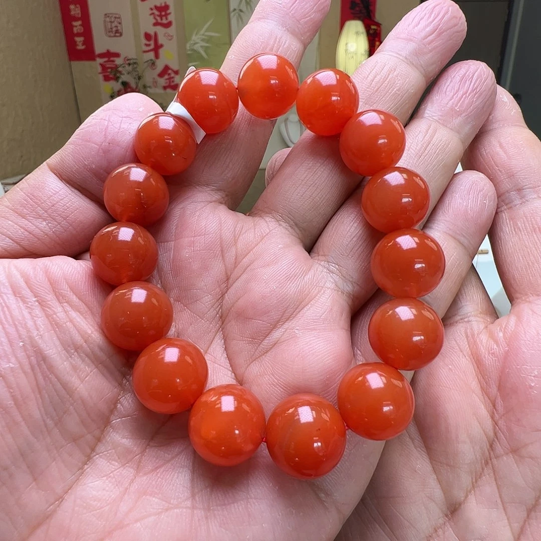 南红玛瑙合金14.5mm保山河湾料樱桃红