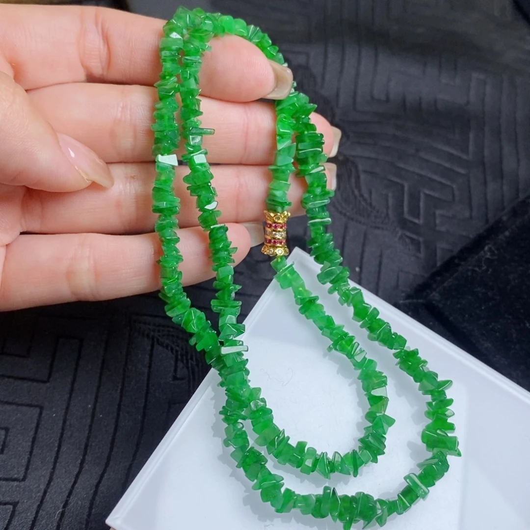 翡翠未镶嵌项链碎冰冰