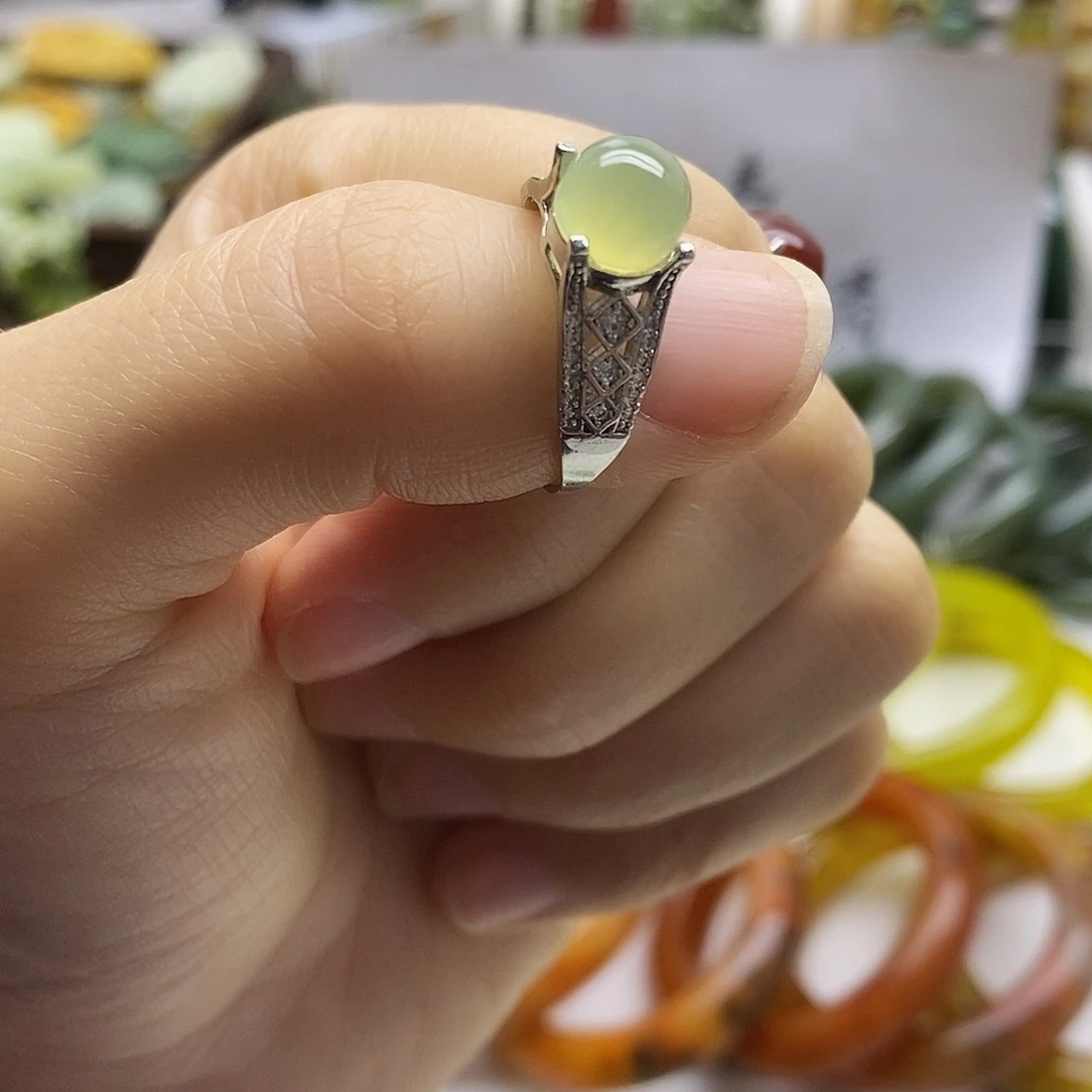 蛇纹石玉合金戒指