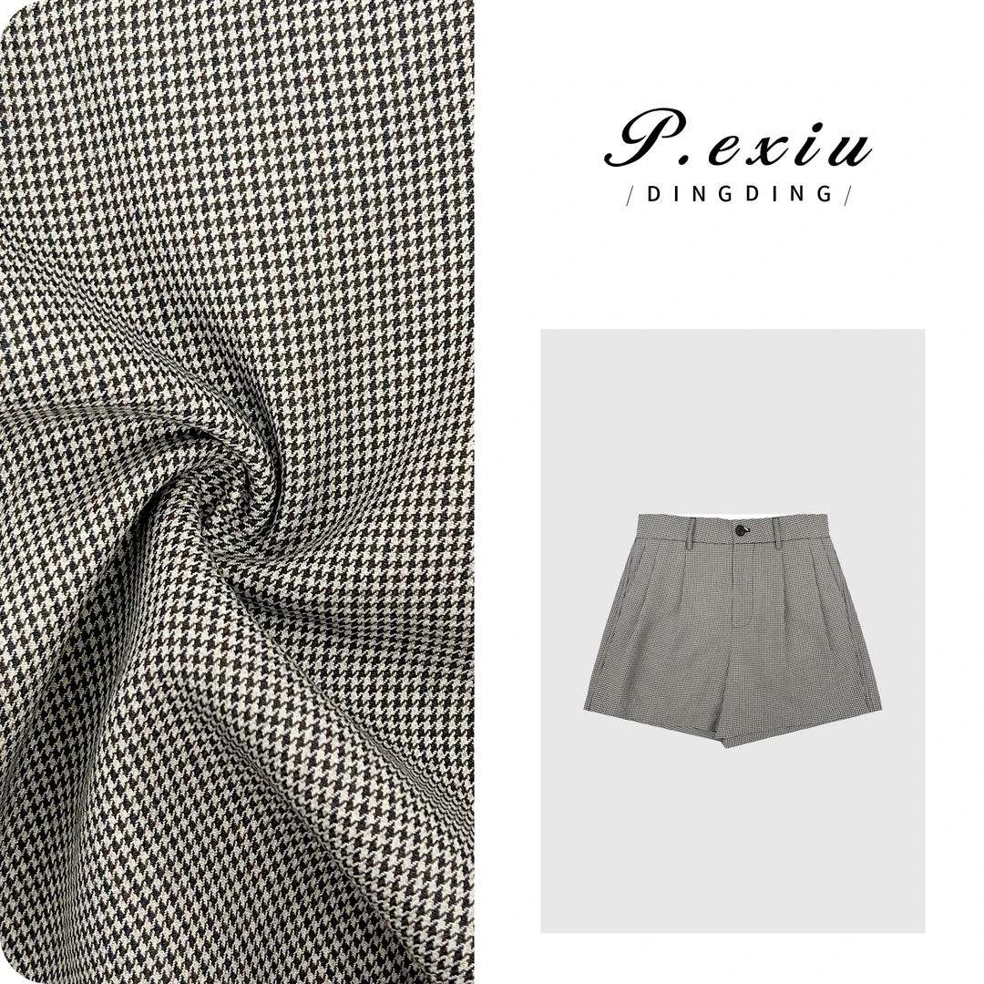 PanYiXiu/潘依绣经典复古格纹简约通勤褶皱休闲短裤M8841