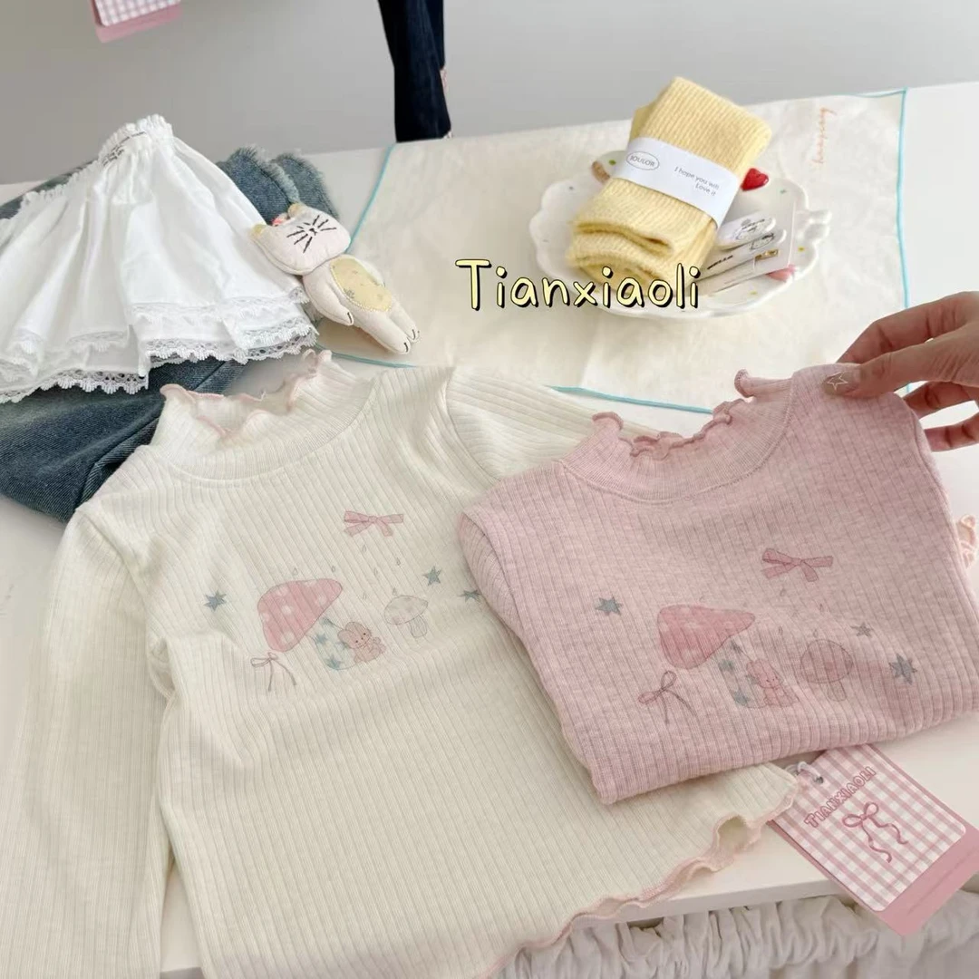 【田小里】25秋～女童韩版中高领印花打底衫005