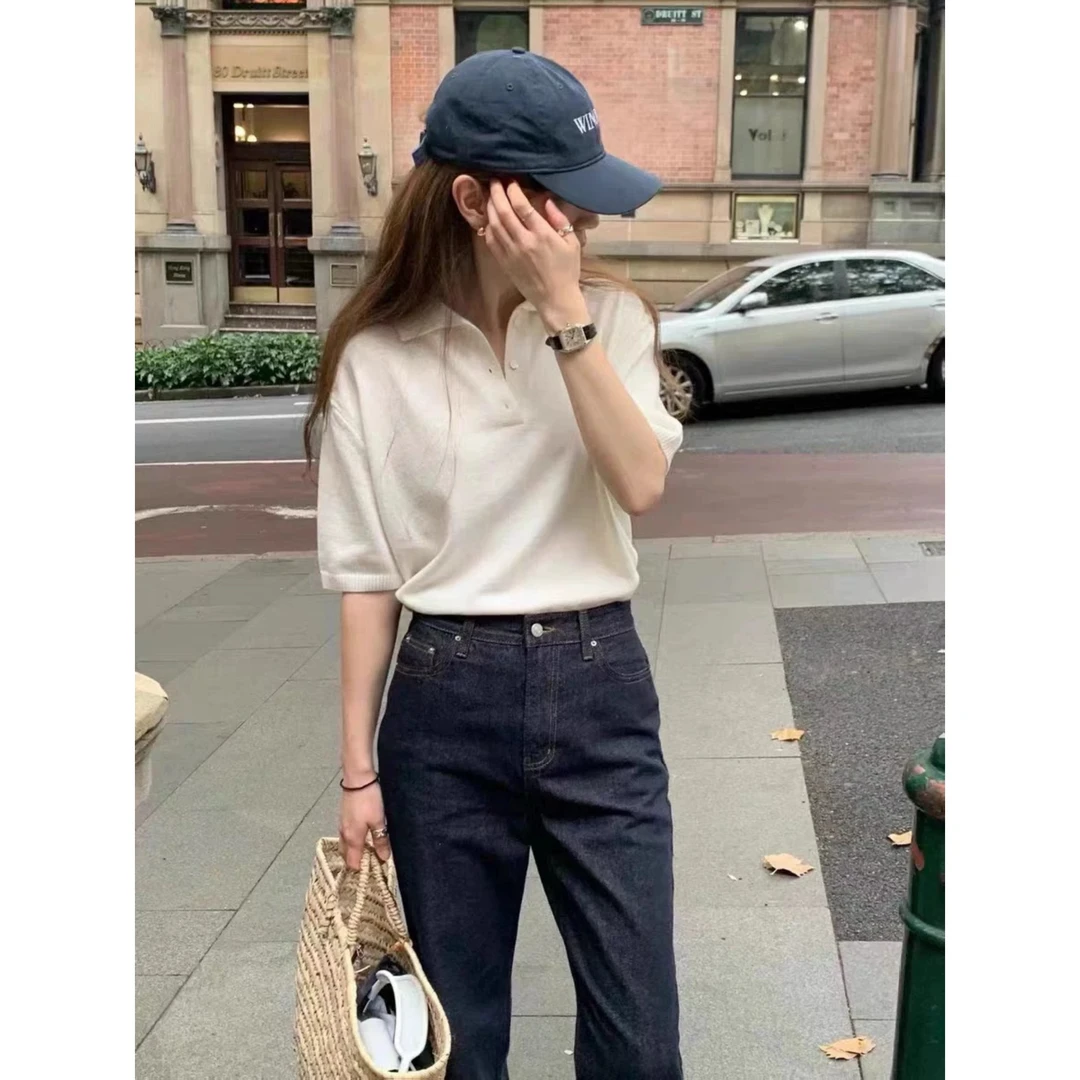 韩国订单ounce 翻领针织衫