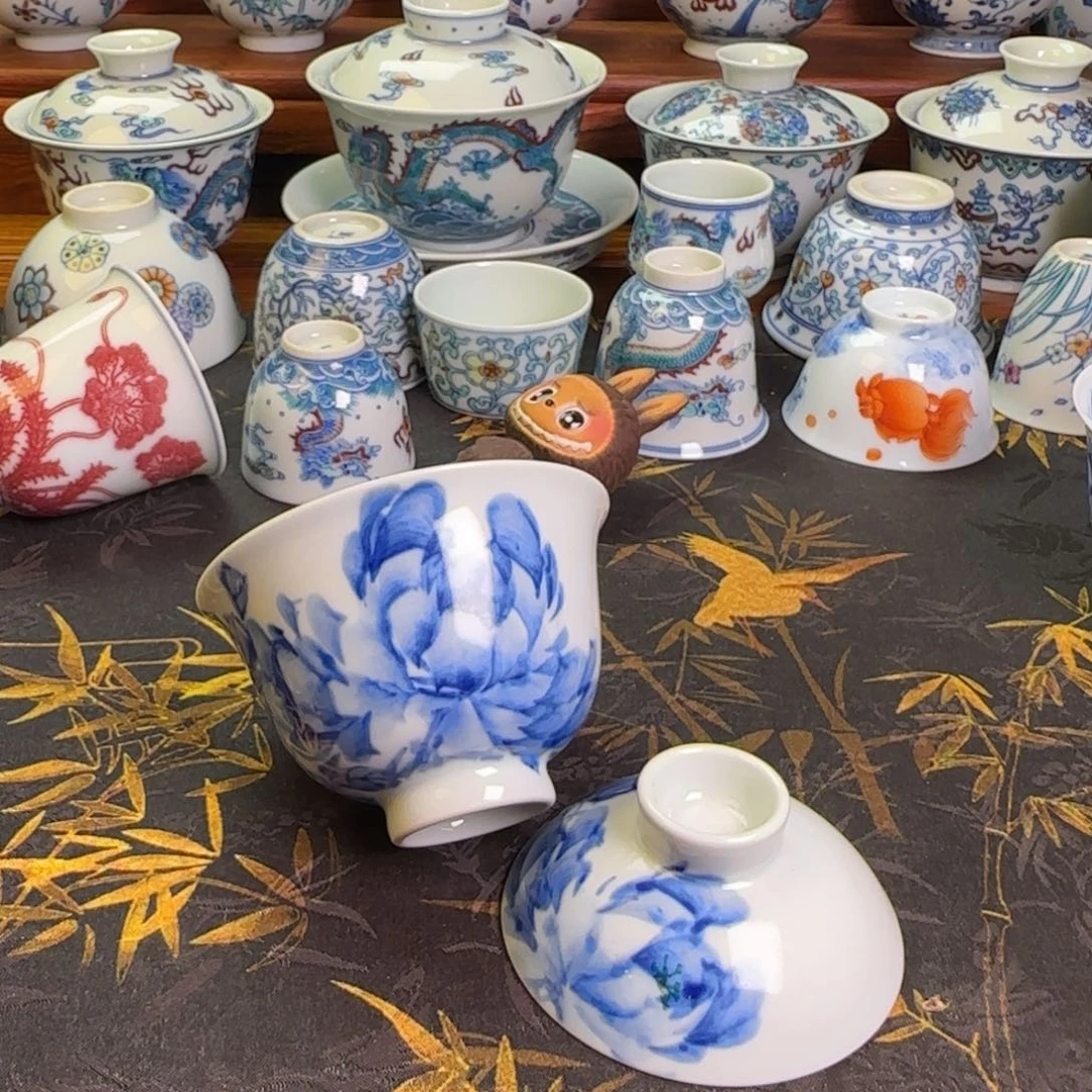 牡丹岩茶盖碗一个