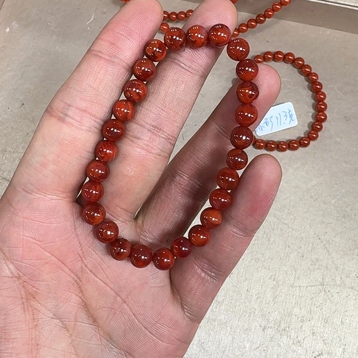 南红玛瑙未镶嵌手链原矿南红手串7mm福利火焰纹
