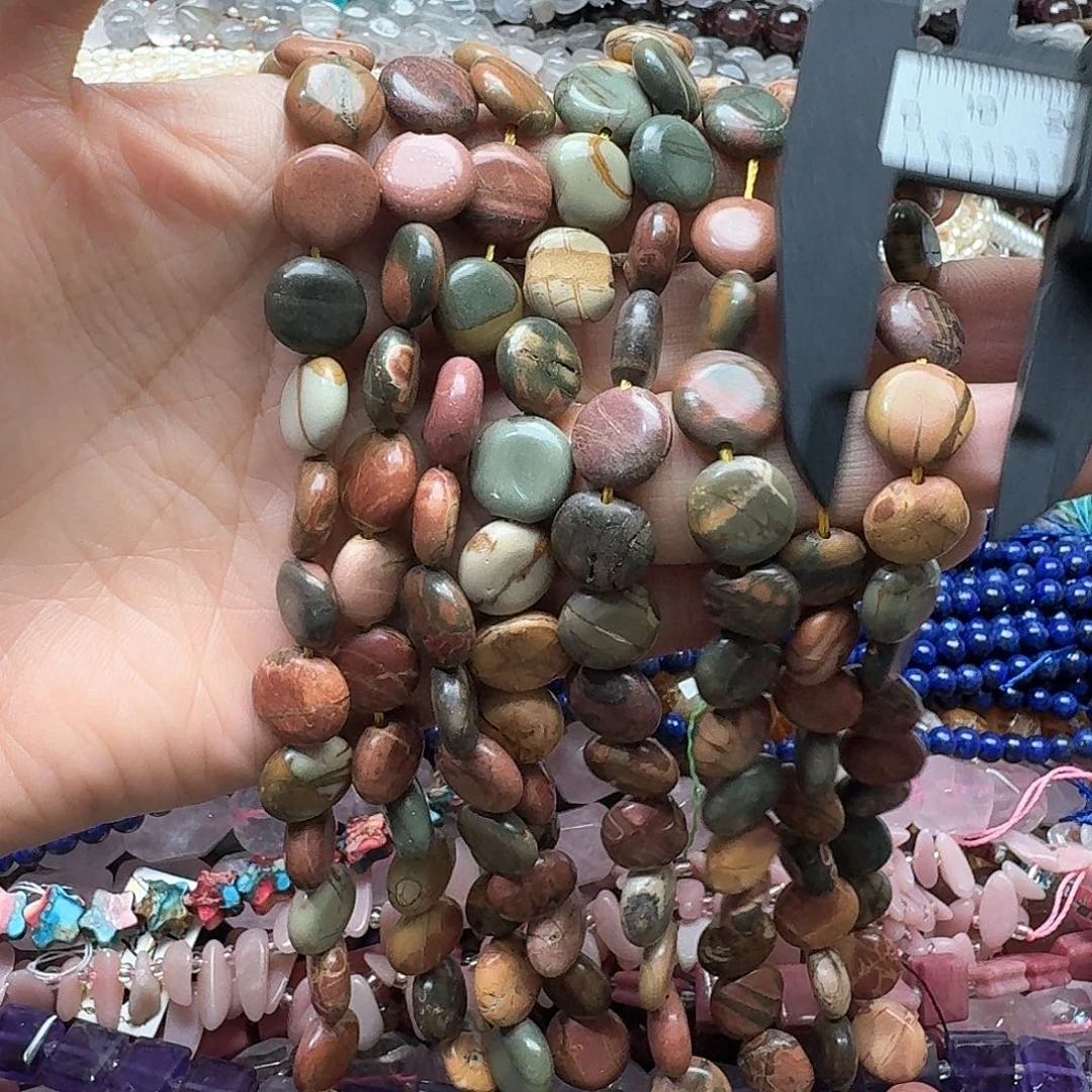 葡萄石未镶嵌珠宝半成品一条12mm毕加索