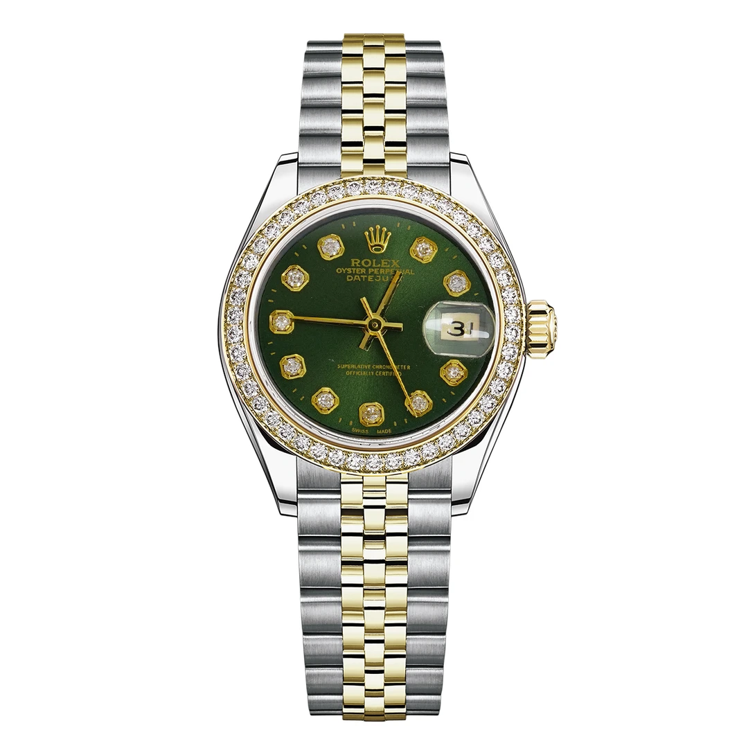 99新 Rolex/劳力士 女装日志系列68273后钻橄榄绿腕表/WHP034108