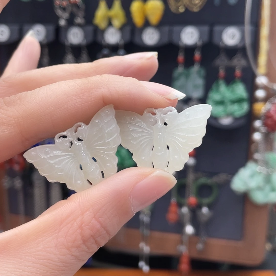 和田玉耳饰银S925镶嵌l**e638ghjhhhj