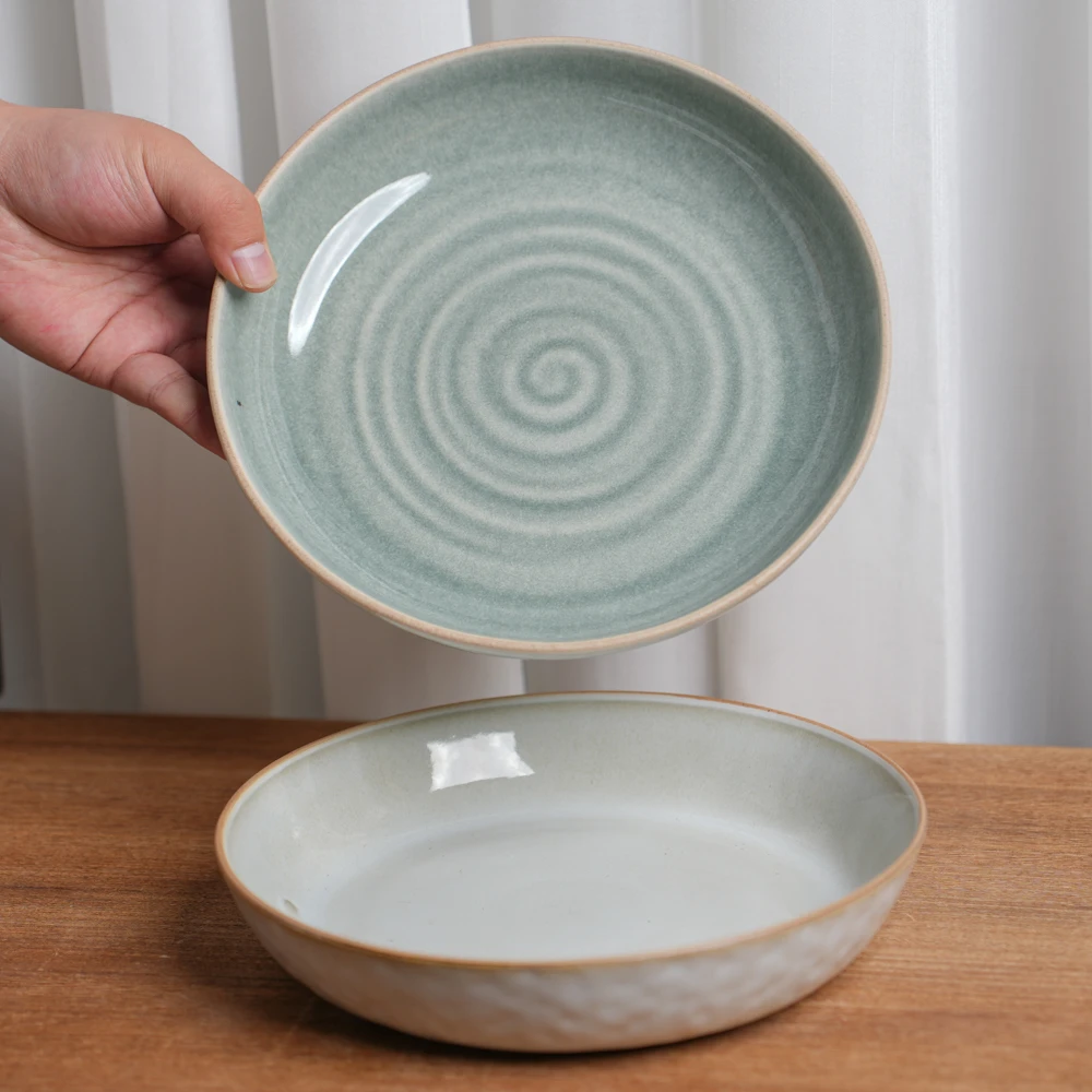 【瑕疵】釉下彩陶瓷窑变釉深盘组合两个装C4D/F6B