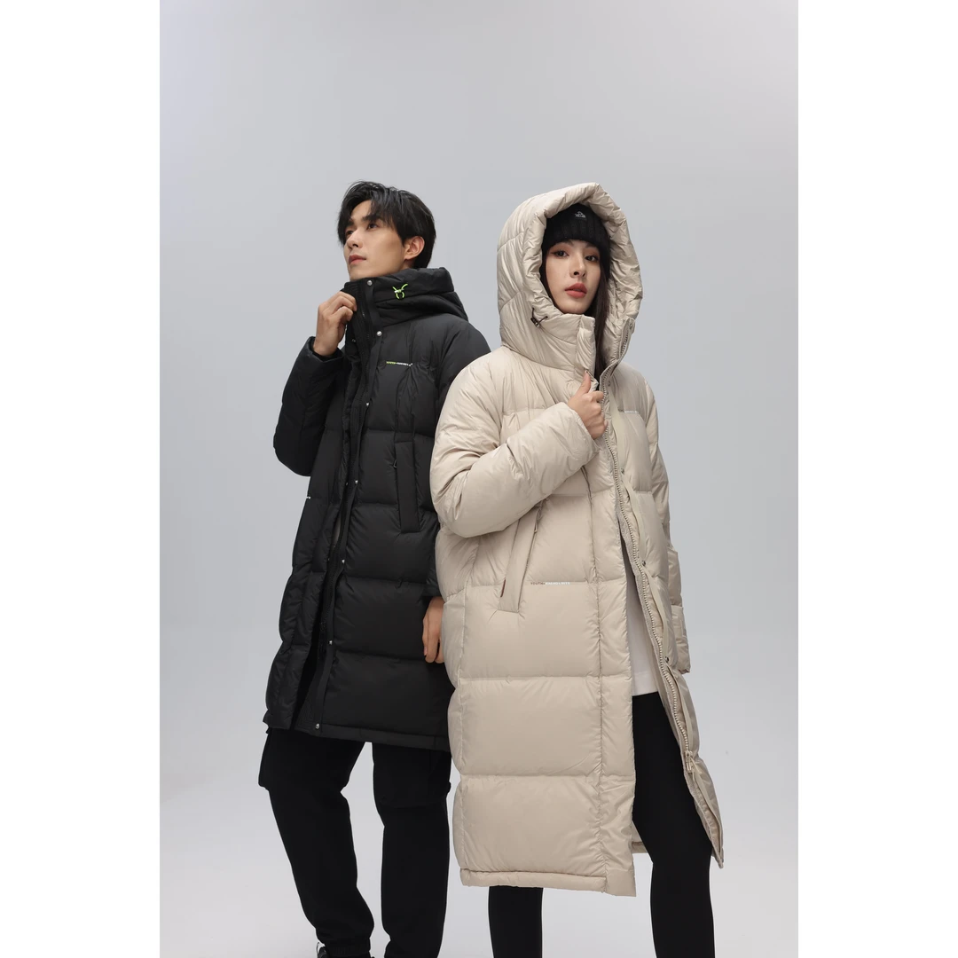 时尚长款连帽情侣款羽绒服9820