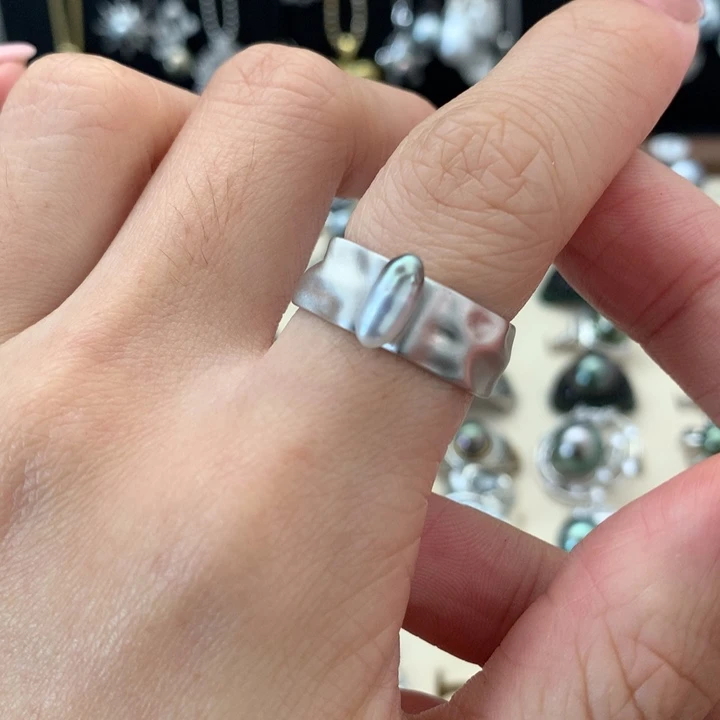 银S925镶嵌戒指海水珍珠