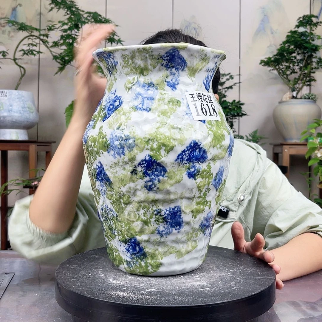 紫砂花盆王嫂花盆直播0607-1618高30口18无孔