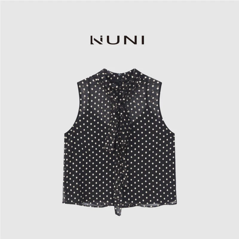 LINUNI“雨后花园”夏日定制开发圆点提花日常无袖时尚上衣（含吊带）