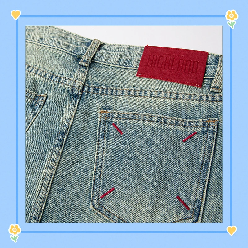 潮牌设计感牛仔裤男裤子阔腿休闲高街冰川蓝夏季宽松直筒新款