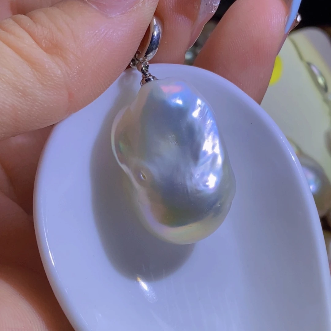银S925镶嵌淡水珍珠天然淡水珍珠