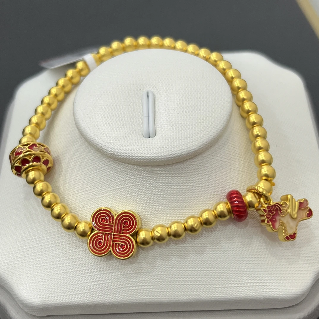 【夏夏专享】足金999 珐琅幸运草红 GP 2.83 攒金有道