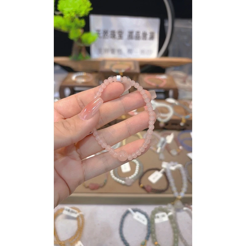 单圈素圈西柚粉水晶款手串Y99