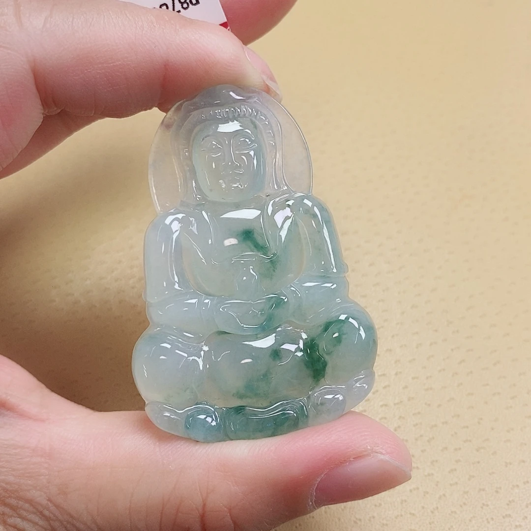 翡翠未镶嵌颈饰天然缅甸A货翡翠观音