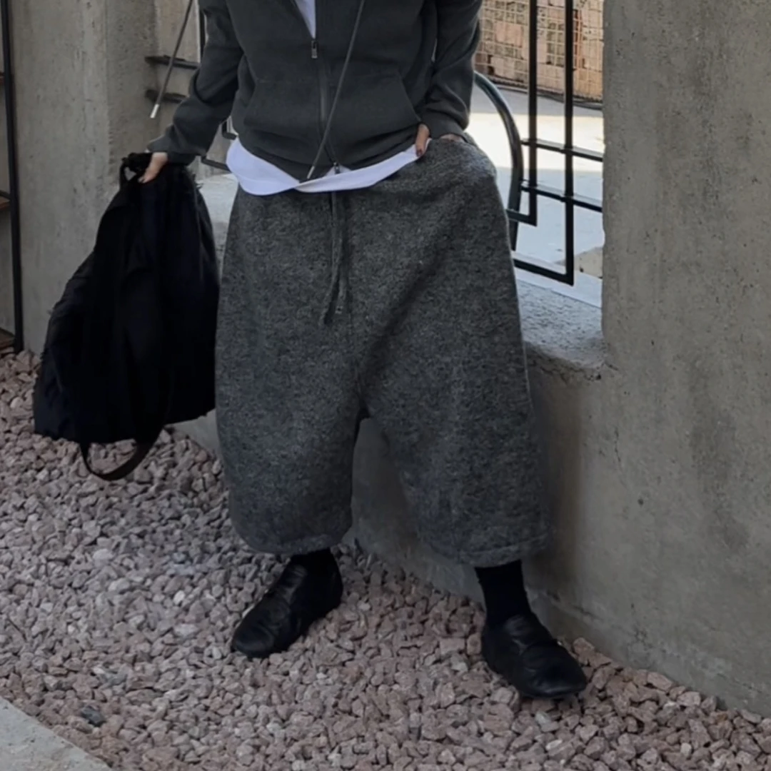 【羊毛垮裤】小众阔形全羊毛垮裤宽松掉裆八分裤（建议干洗）