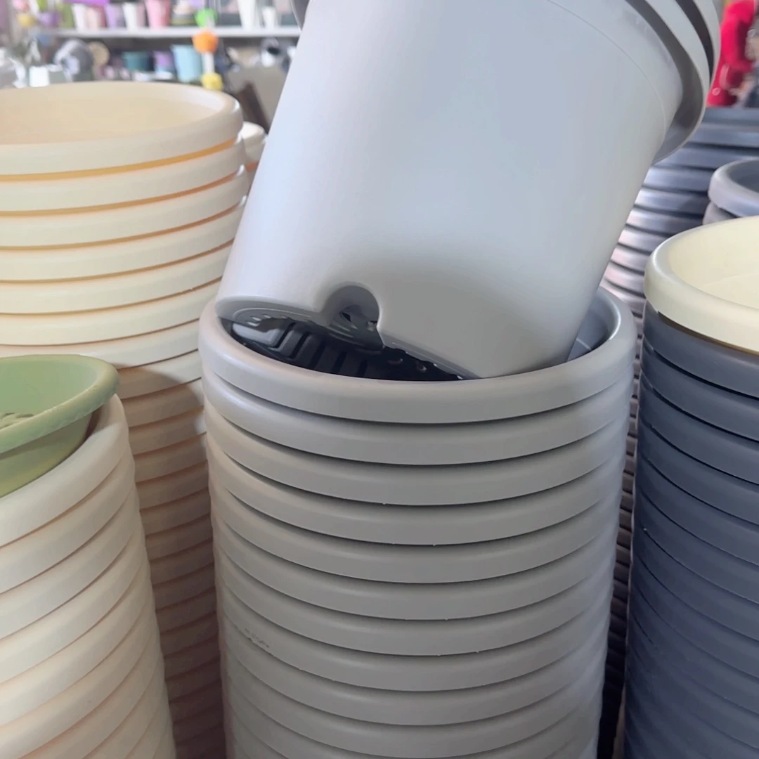 树脂四季盆4#带拖灰白微瑕8