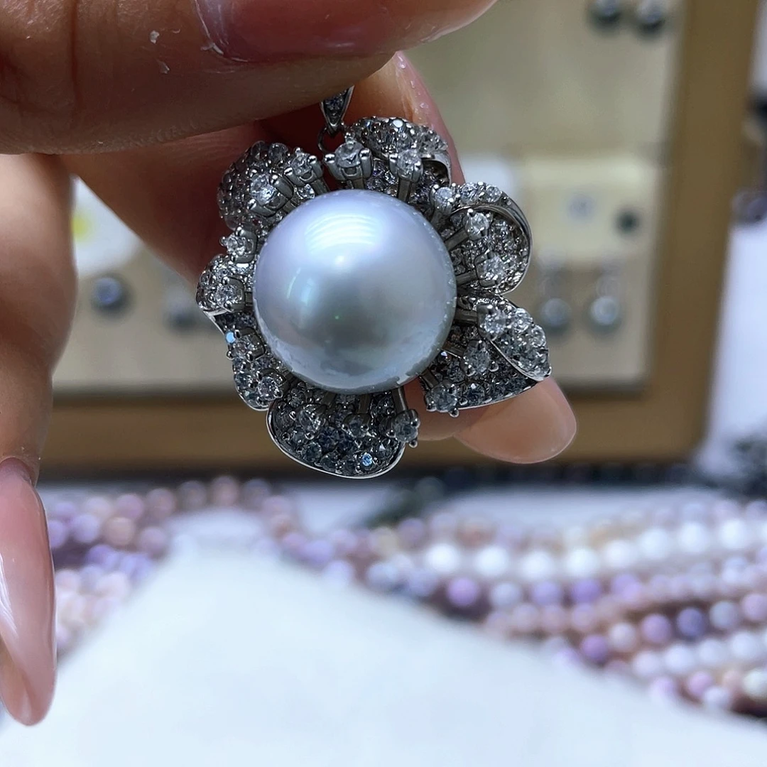 海水珍珠颈饰银S925镶嵌