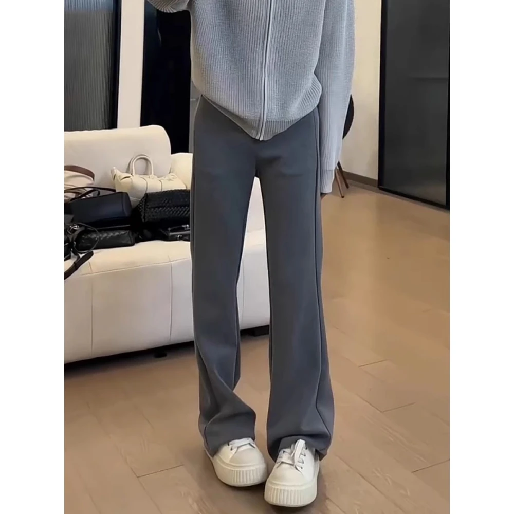 2025年春夏新款梨形身材微胖穿搭大码休闲卫裤女高腰弹力微喇裤