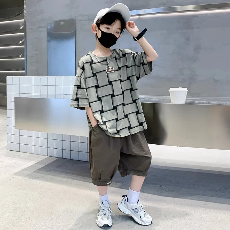 MK&UR.BV男童夏装短袖套装2025新款儿童装韩版宽松薄款夏季衣服潮