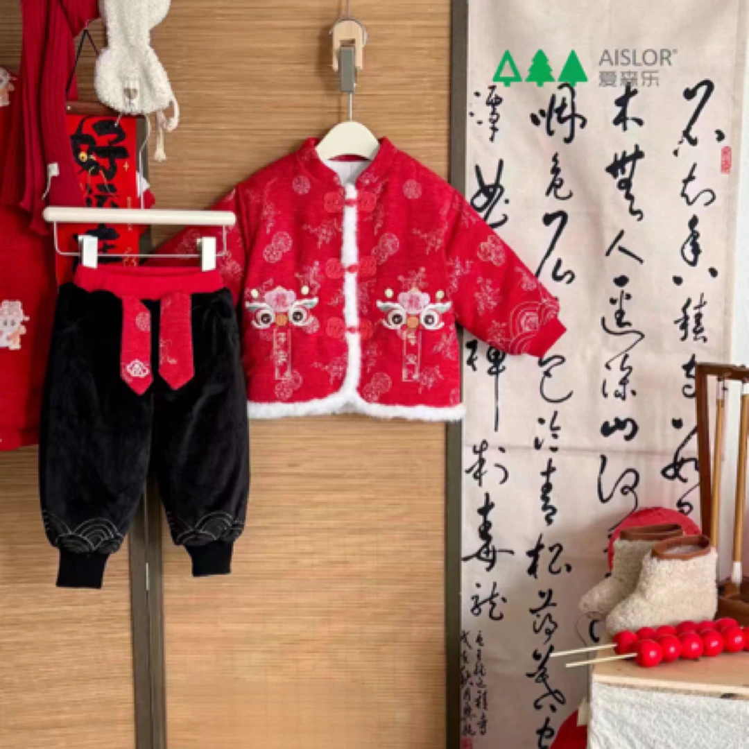 A9318拜年服国风汉服套装儿童古风唐装喜庆新年装兄妹装演出服饰