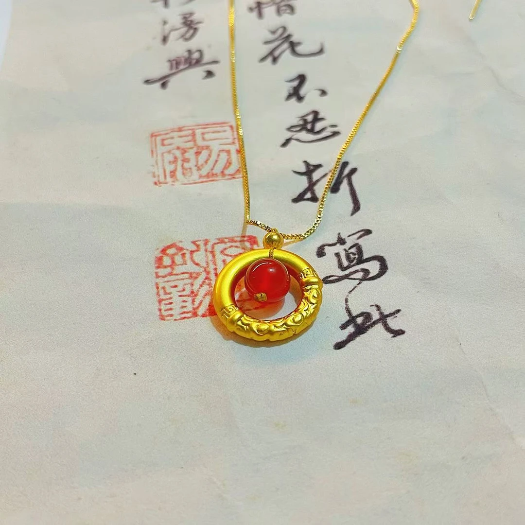 天然珠宝冰红玛瑙相思豆爆款甜甜圈吊坠G81