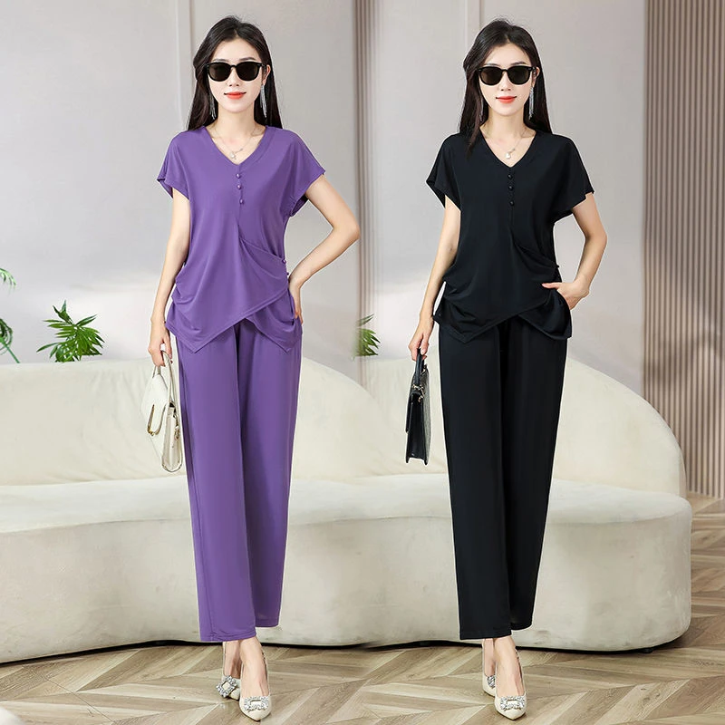 短袖时尚套装显瘦气质洋气休闲夏季减龄高腰百搭薄款