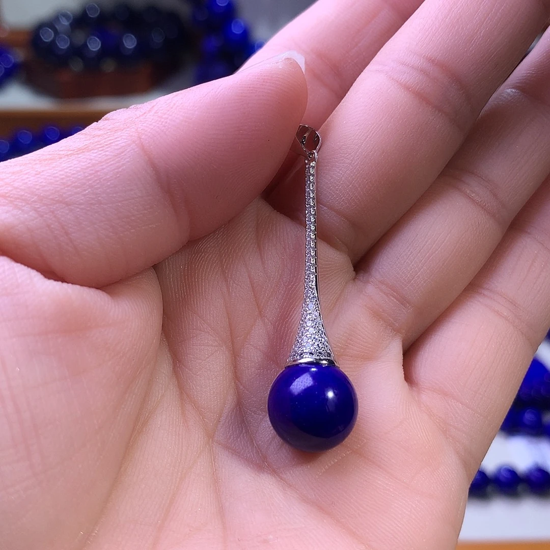 青金石银S925镶嵌吊坠(不含链)11.3m