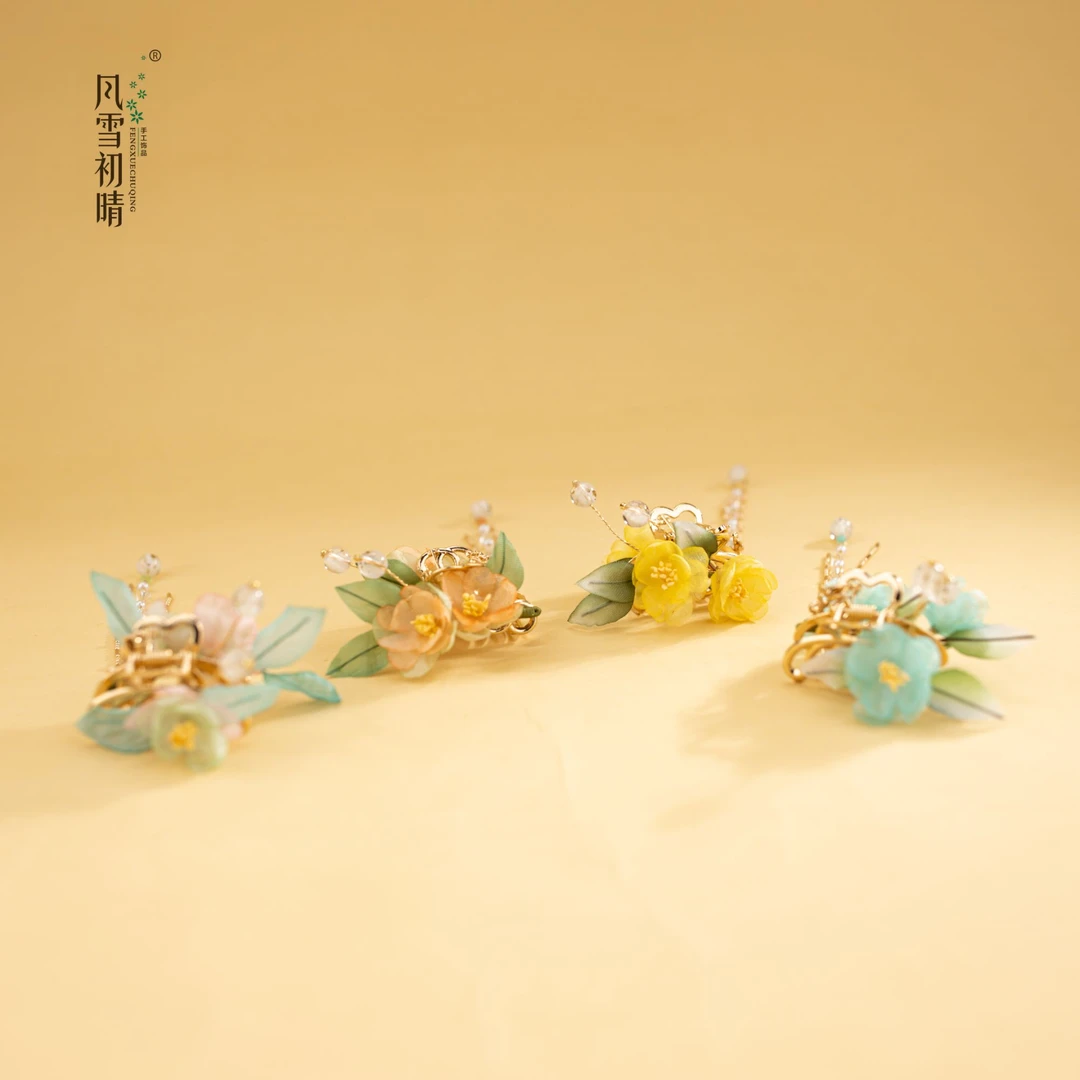 风雪初晴风暖月小抓夹【新款上新】手工汉服古风可爱发饰甜美扇贝