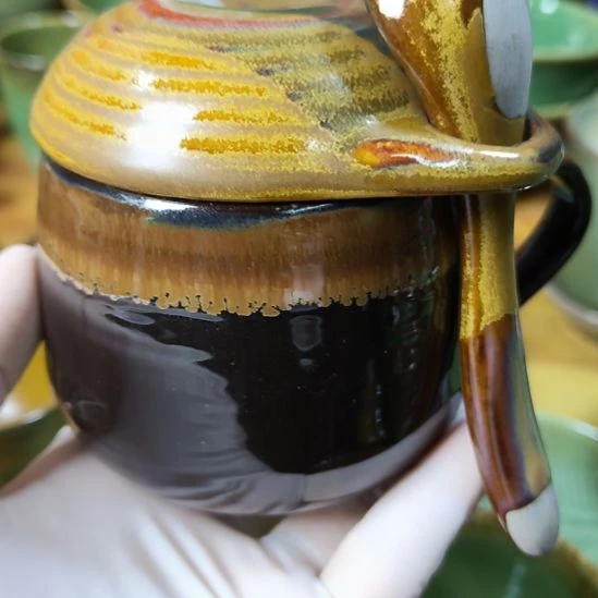 落***泉瓷片磁州窑五厂盘碗壶杯有瑕疵