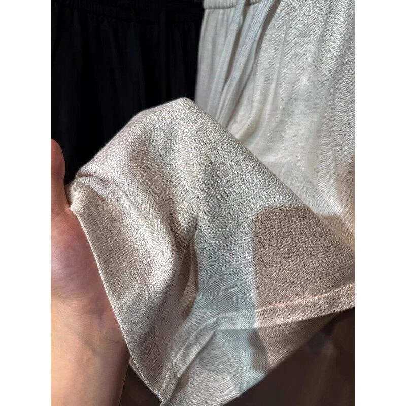 老钱风棉麻短裤男夏季薄款外穿天丝阔腿五分裤宽松休闲亚麻四分裤