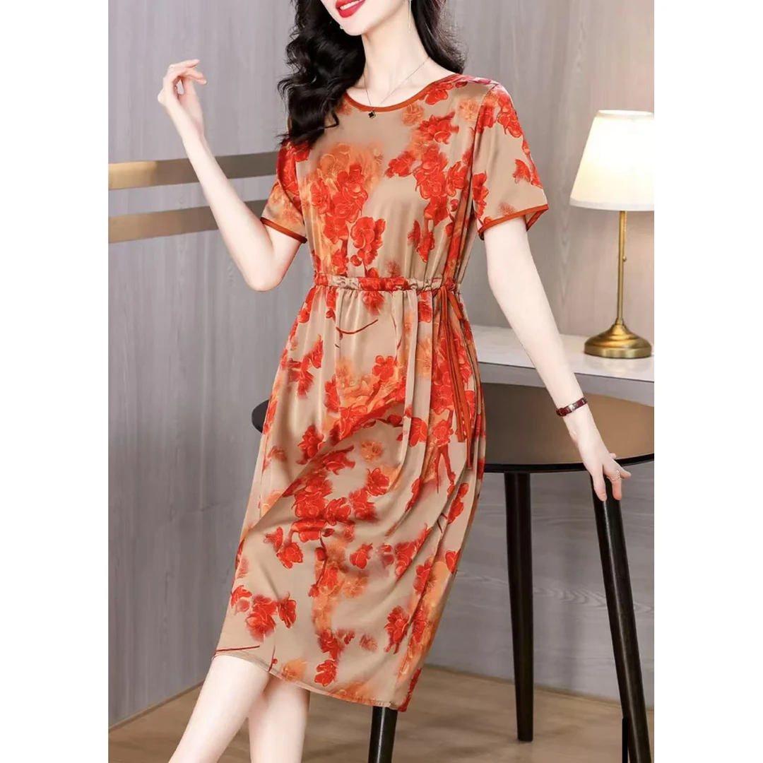 【金玉满堂】 夏季显瘦气质时尚女士百搭休闲中长款连衣裙2301