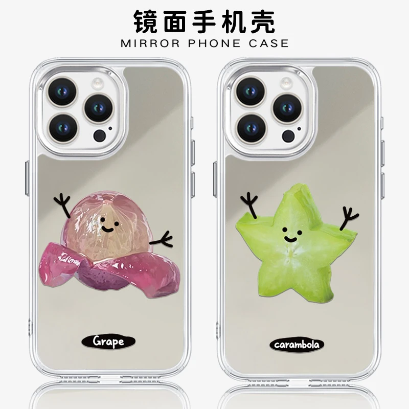 【可爱水果】适用苹果16promax手机壳iphone15防摔14全包情侣镜面壳