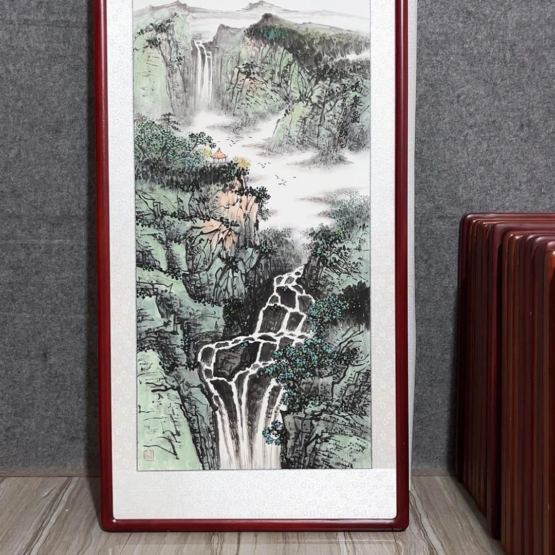 山***峰国画书画作品带框123×63