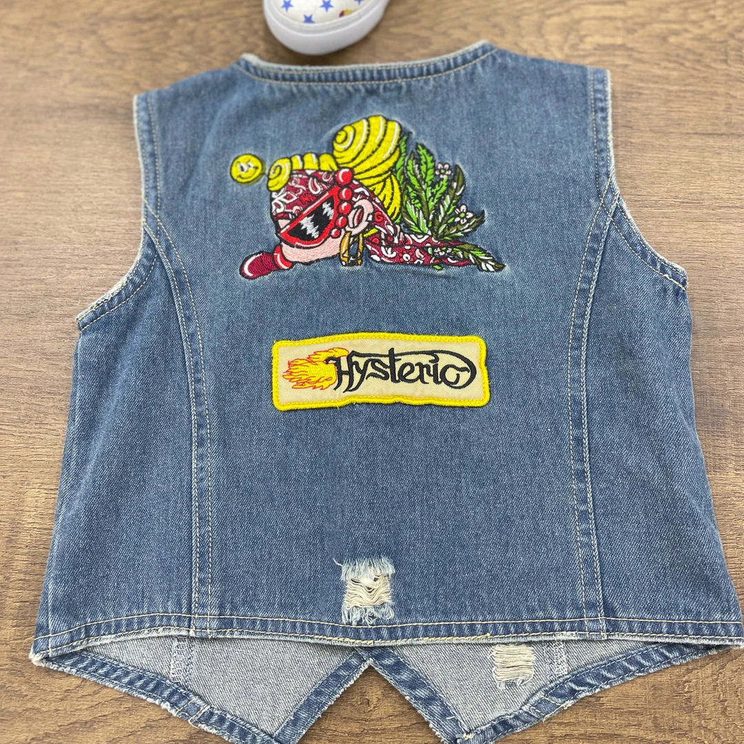 1004【蜜蜂刺绣】亲子牛仔马甲儿童春款时尚马夹印花小童卡通秋季