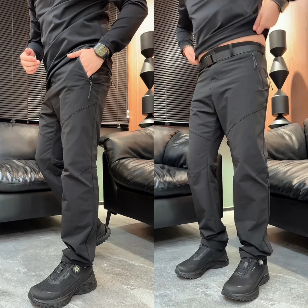 户外冲锋裤男士新款防水软壳休闲裤百搭修身防风长裤筒裤舒适时尚