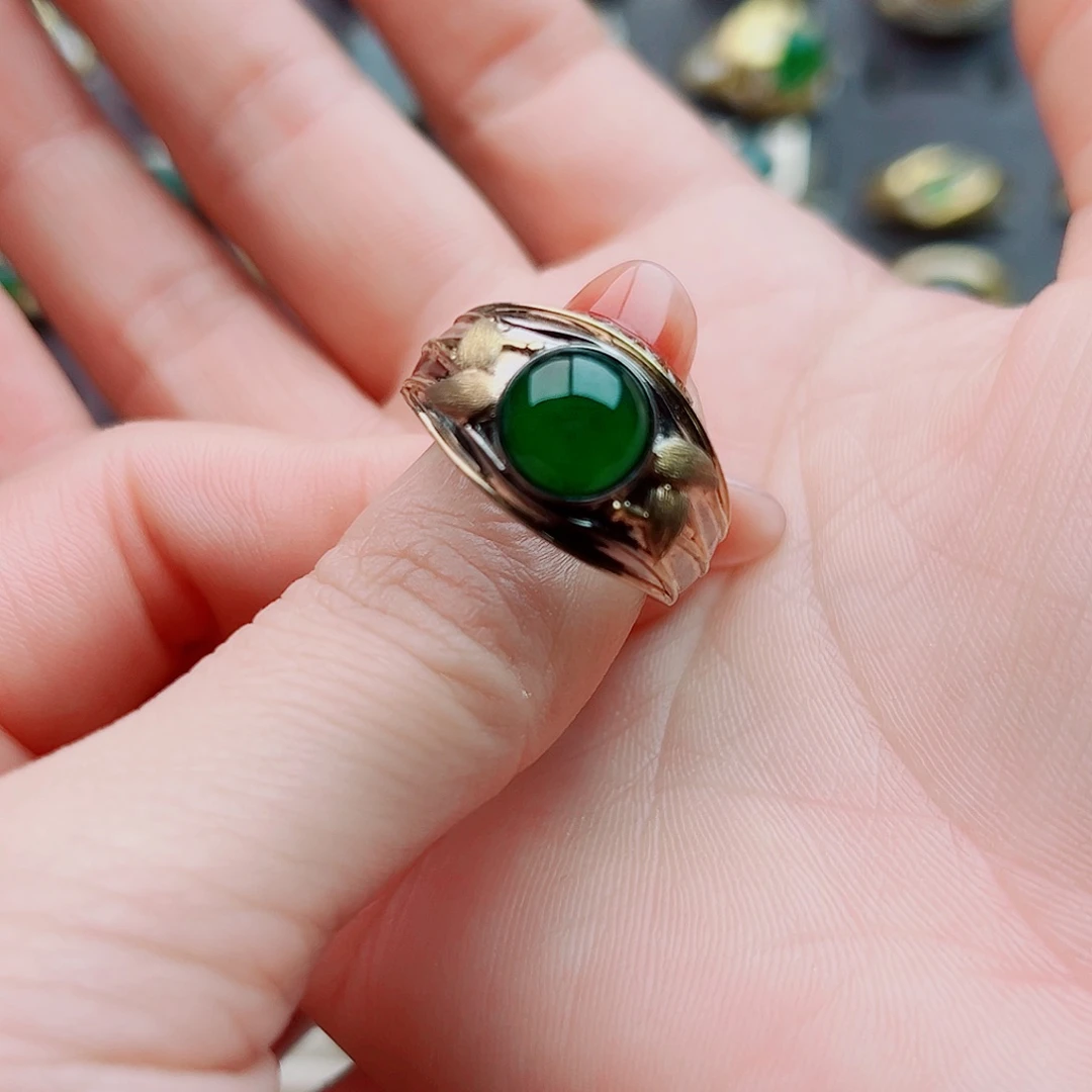 银S925镶嵌戒指翡翠