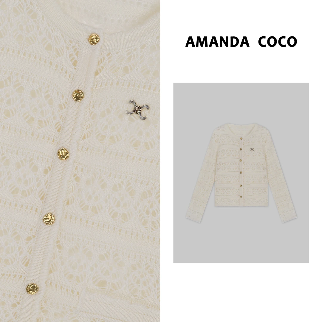 AMANDACOCO 静静 | 小众设计~气质镂空显瘦针织上衣