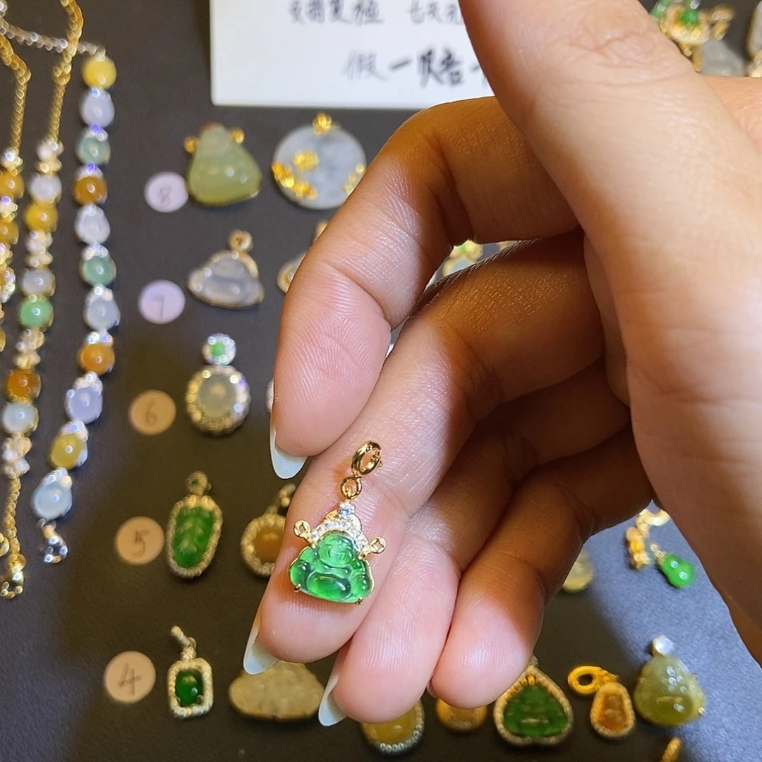 翡翠银S925镶嵌吊坠(不含链)