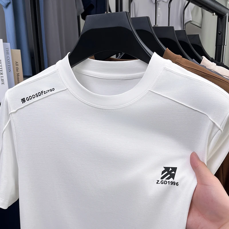 夏季新款男士休闲百搭印花圆领短袖T恤简约时尚宽松潮流半袖上衣