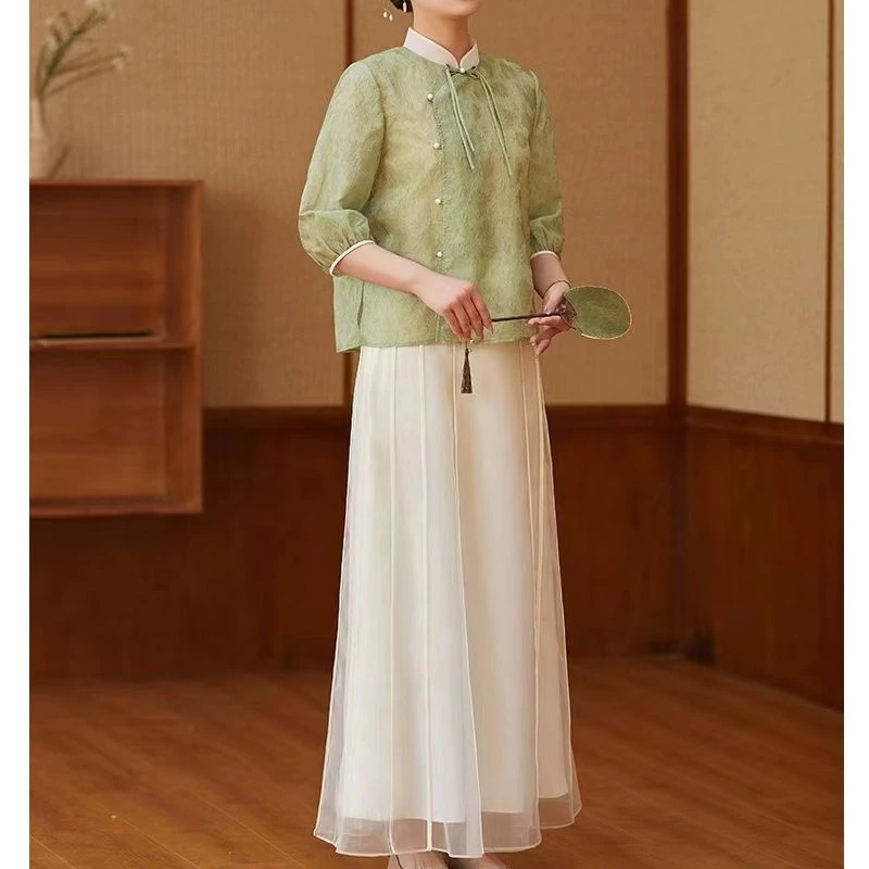 A158时尚气质春夏中式文艺中国风新秋复古国风套装