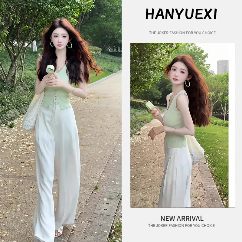 夏季一整套女装2025年新款韩版气质时尚洋气无袖上衣休闲裤两件套