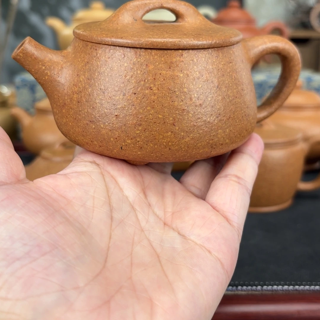 茶壶紫砂梨皮黄段宽口