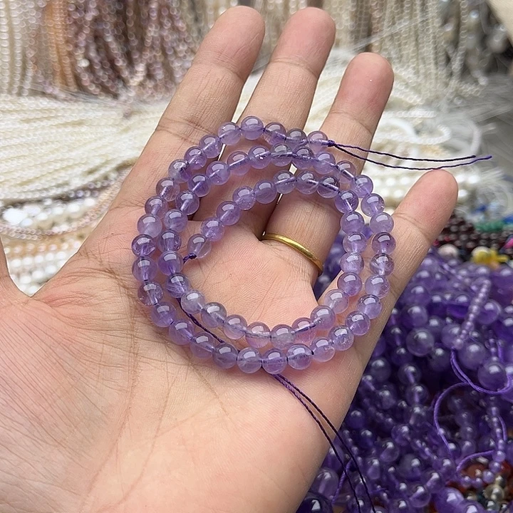 玛瑙/玉髓未镶嵌珠宝半成品一条6mm左右薰衣草紫晶